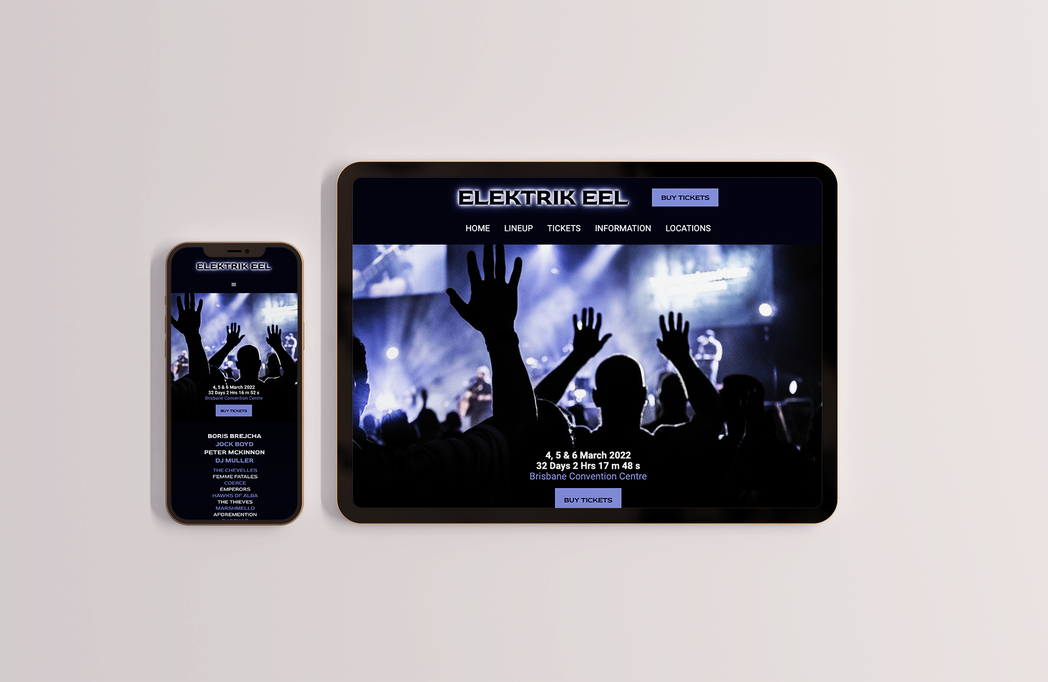 The website view on tablet and mobile