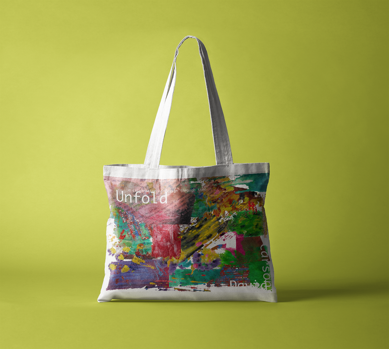 The front of the tote bag which shows the design